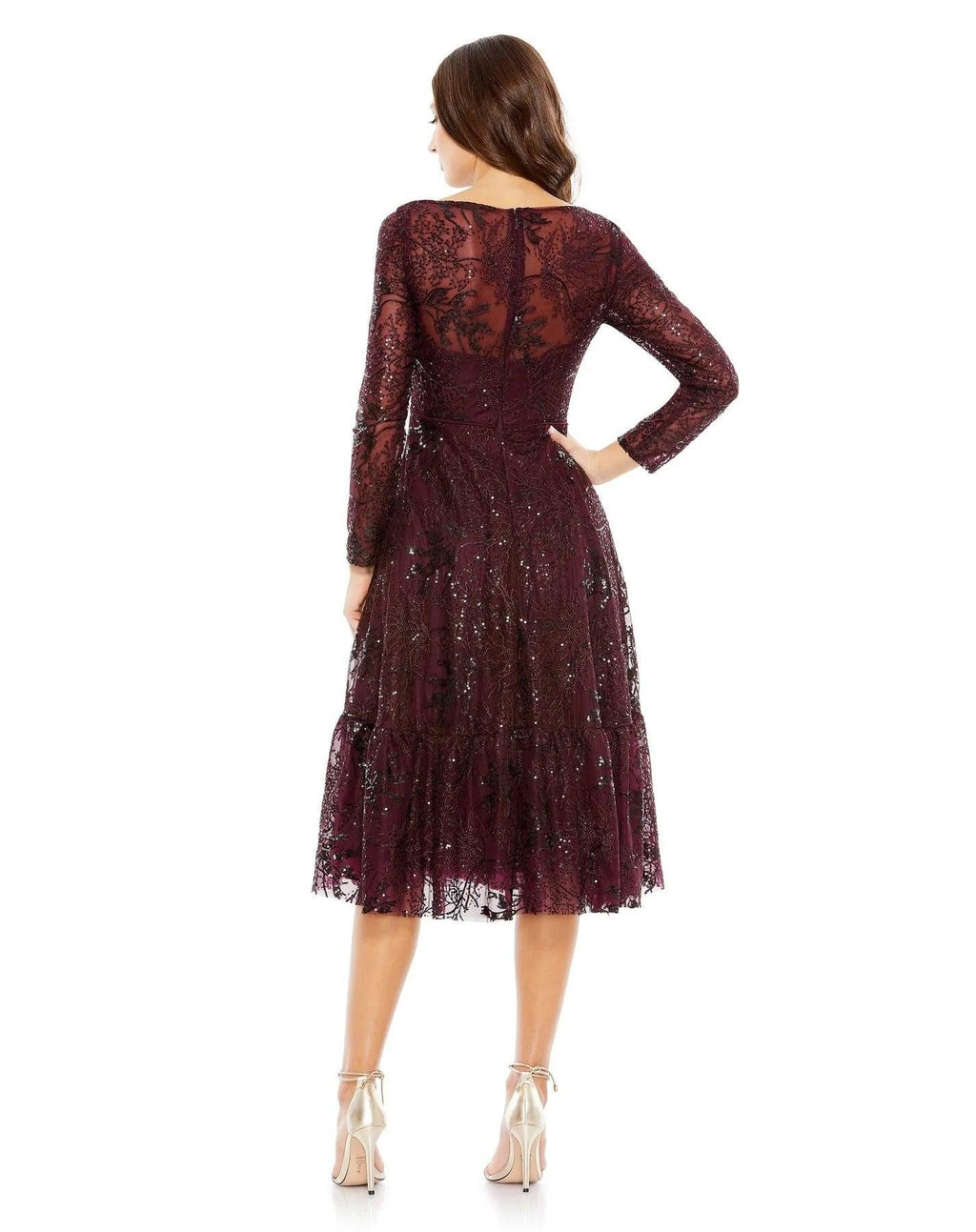 Mac Duggal 68001 Long Sleeve Lace Midi Dress Sale
